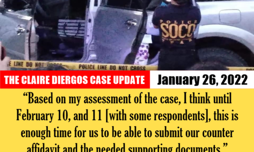 Subpoena sa Claire Diergos Case, nabaton na sang pamilya Lopez; mga respondents, indi na mag-request sang extension sa pagpasa sang counter-affidavit