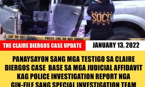 Panaysayon sang mga testigo sa Claire Diergos case base sa mga judicial affidavit kag police investigation report nga gin-file sang Special Investigation Team sa Provincial Prosecutor’s Office