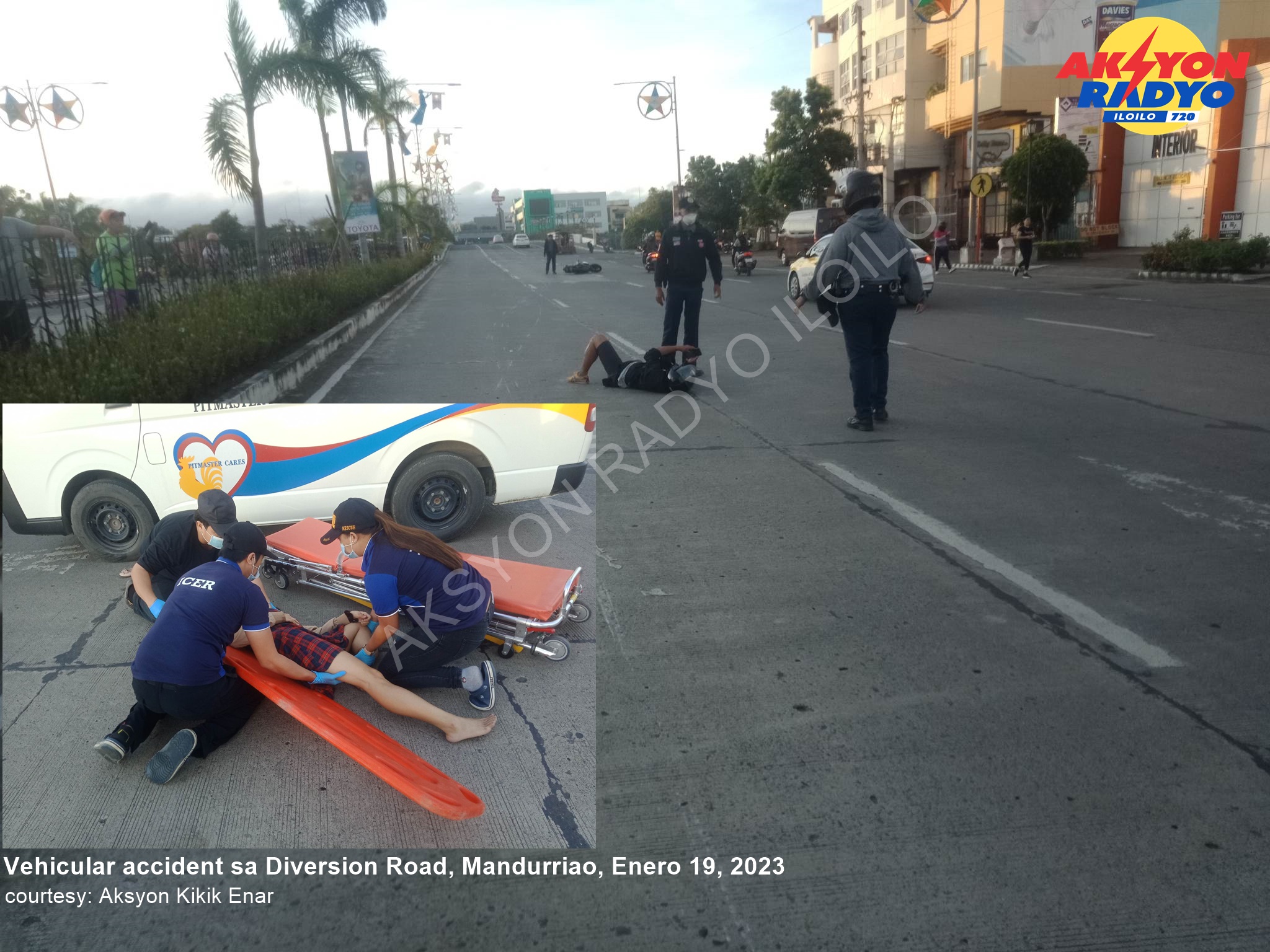 Call center agent nga babaye nga nagtabok sa pedestrian lane nabungguan sang motorsiklo sa Diversion Road, Mandurriao