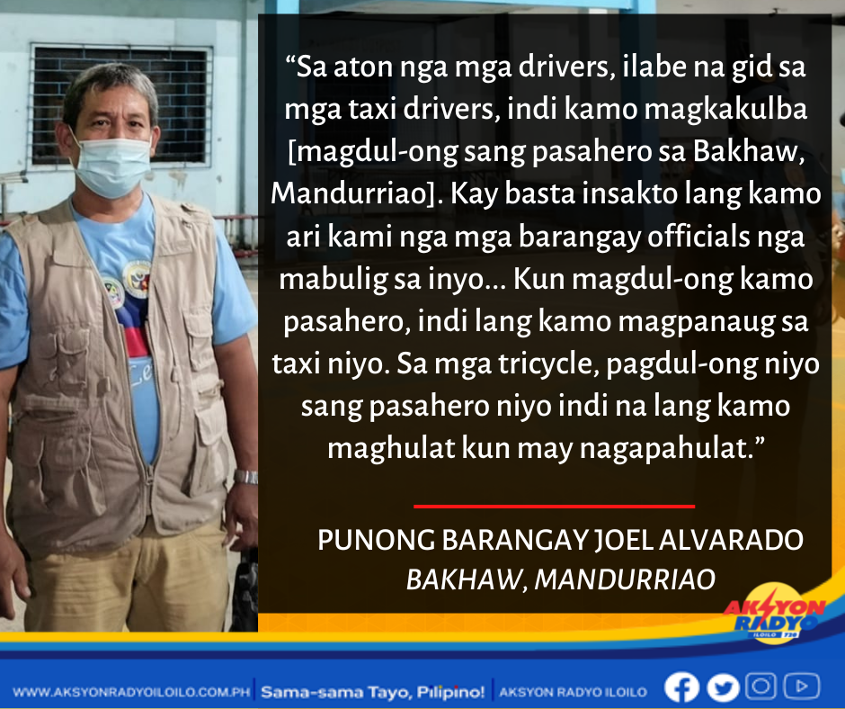 Mga tricycle, taxi drivers nga nagadul-ong sang pasahero sa Bakhaw, Mandurriao wala sang dapat kulbaan — PB Joel Alvarado