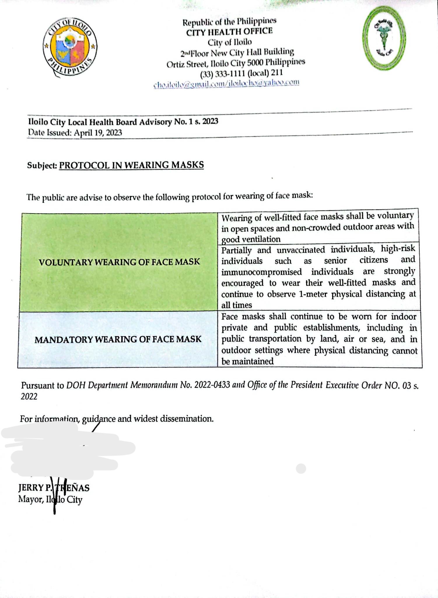 Pagsuksok sang face mask gina-require sa mga indoor places, public transportations sa Iloilo City