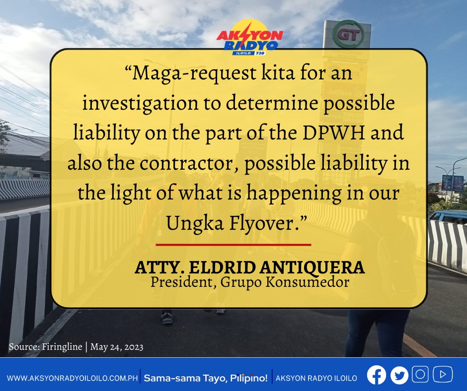 Private watch group nga Grupo Konsumedor mapadala sang request sa Office of the Ombudsman agud imbestigaran ang palpak nga Ungka flyover