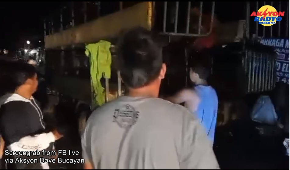 6-wheeler truck nga may karga nga mga baboy natumba sa Zarraga