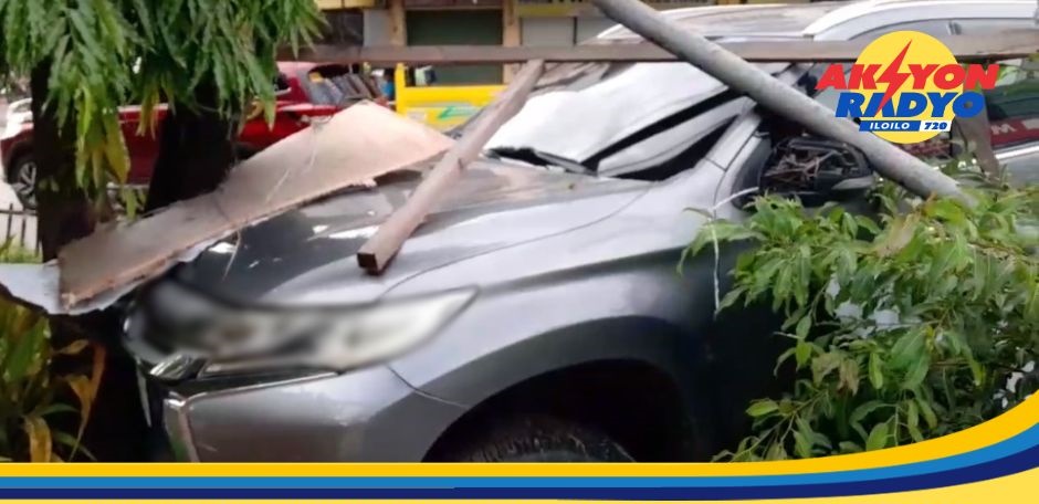 SUV nakabunggo sa poste sang Telco sa Molo Plaza; Babaye nga driver nag-ako nga madasig ang dalagan tungod ginalagas ang iya bana nga halin nsa lodging house