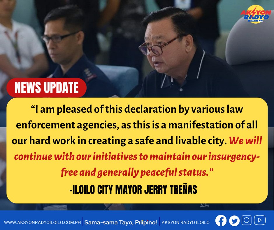Iloilo City gindeklarar nga insurgency-free
