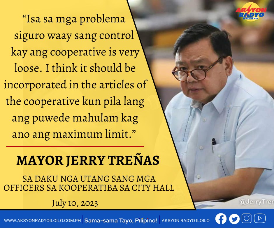 Maximum limit sang pwede mautang sa kooperatiba sa Iloilo City Hall dapat ipatuman — Mayor Jerry Treñas