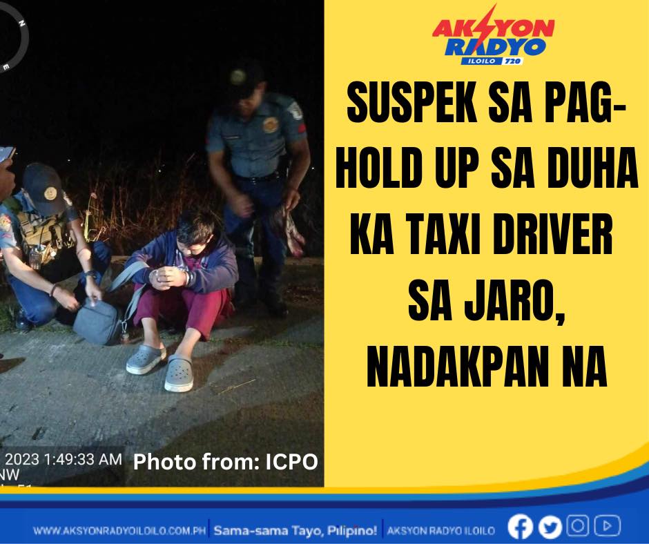 2 ka taxi drivers gin-hold-up sa Jaro; suspek nga nadakpan