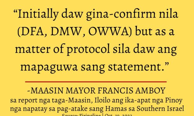 Ikaapat nga Filipino fatality sa Israel-Hamas war taga-Maasin, Iloilo