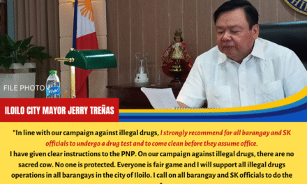 Iloilo City Mayor Jerry Treñas ginarekomendar sa tanan nga elected barangay kag SK officials nga magpaidalum sa drug test