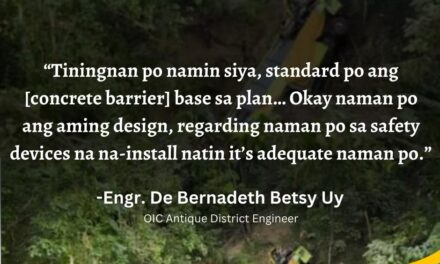 Overspeeding ginalantaw sang DPWH nga rason sang pagkahulog sang Ceres bus sa pil-as sa Hamtic, Antique