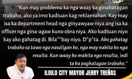 Iloilo City Mayor Jerry Treñas nangakig sa department head nga nagkwestyun sa iya desisyon