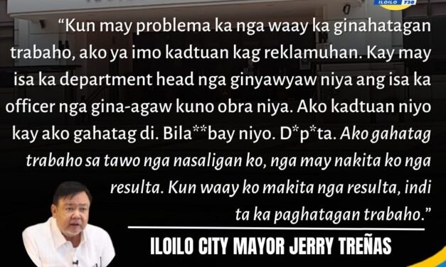 Iloilo City Mayor Jerry Treñas nangakig sa department head nga nagkwestyun sa iya desisyon