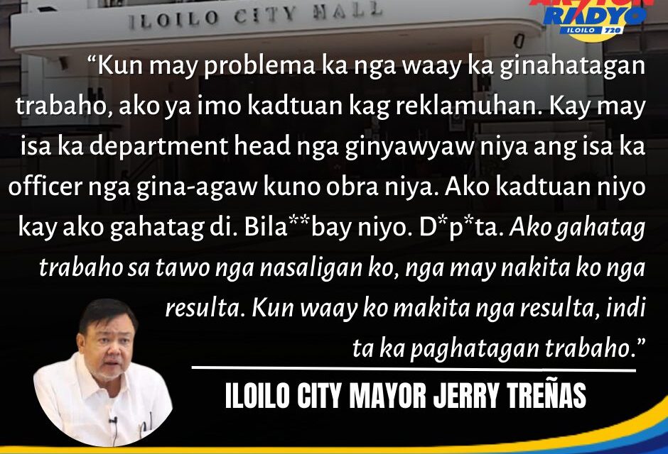 Iloilo City Mayor Jerry Treñas nangakig sa department head nga nagkwestyun sa iya desisyon