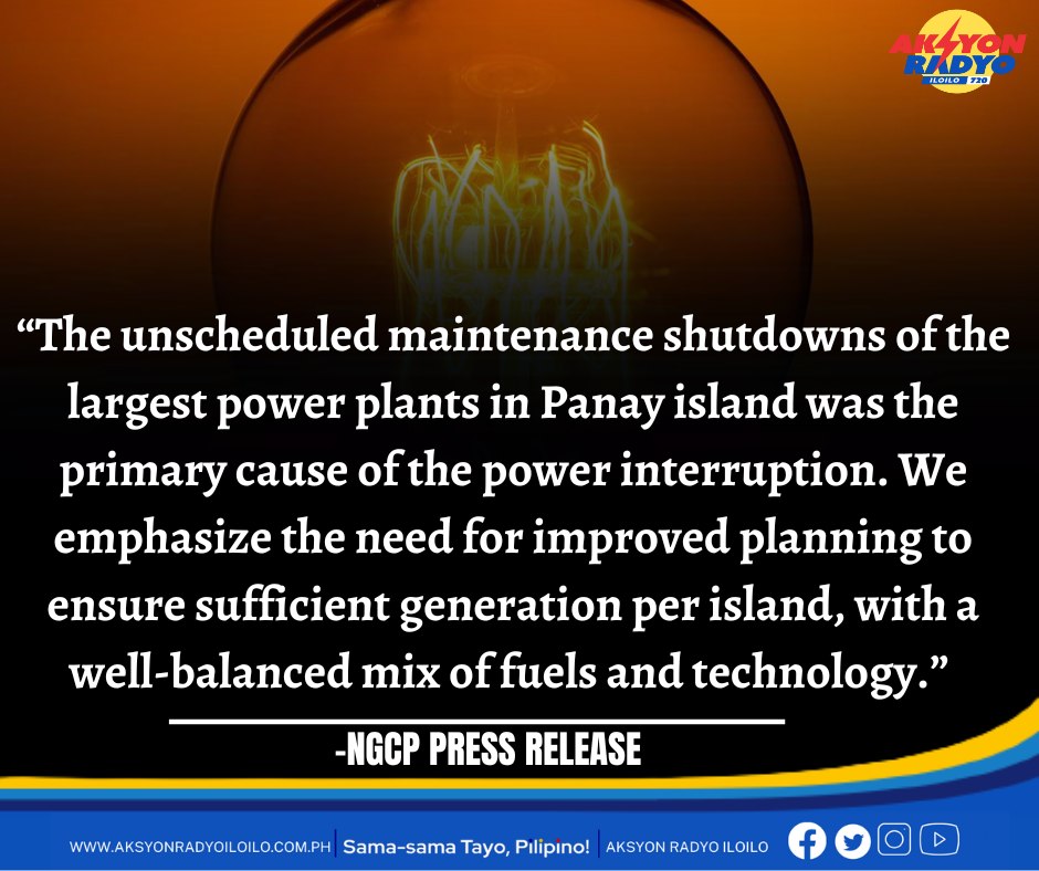 Unscheduled maintenance shutdown sang pinakadaku nga power plants sa Panay Island ginatudlo sang NGCP nga primary cause sang power interruption sugod Enero 2