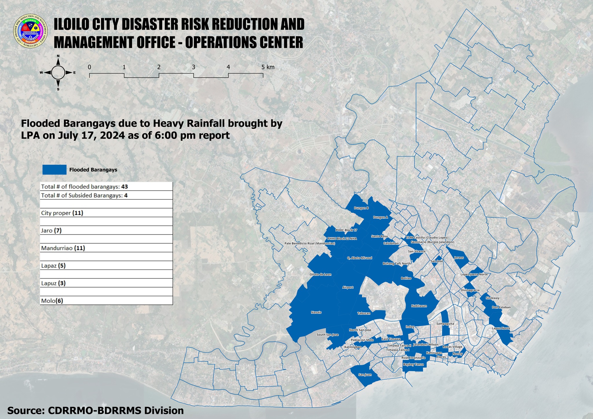 Masobra 40 ka barangay sa Iloilo City ginbaha tungod sang mamunog nga pag-ulan kahapon, Hulyo 17