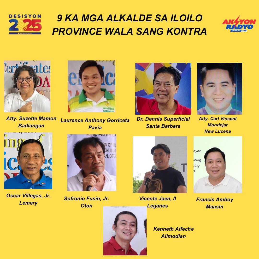 9 ka alkalde sa Iloilo province wala sang kontra sa 2025 midterm elections
