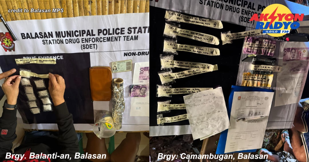 P1.2 million nga balor sang suspected shabu na-recover sa duha ka drug bust operations sa Balasan