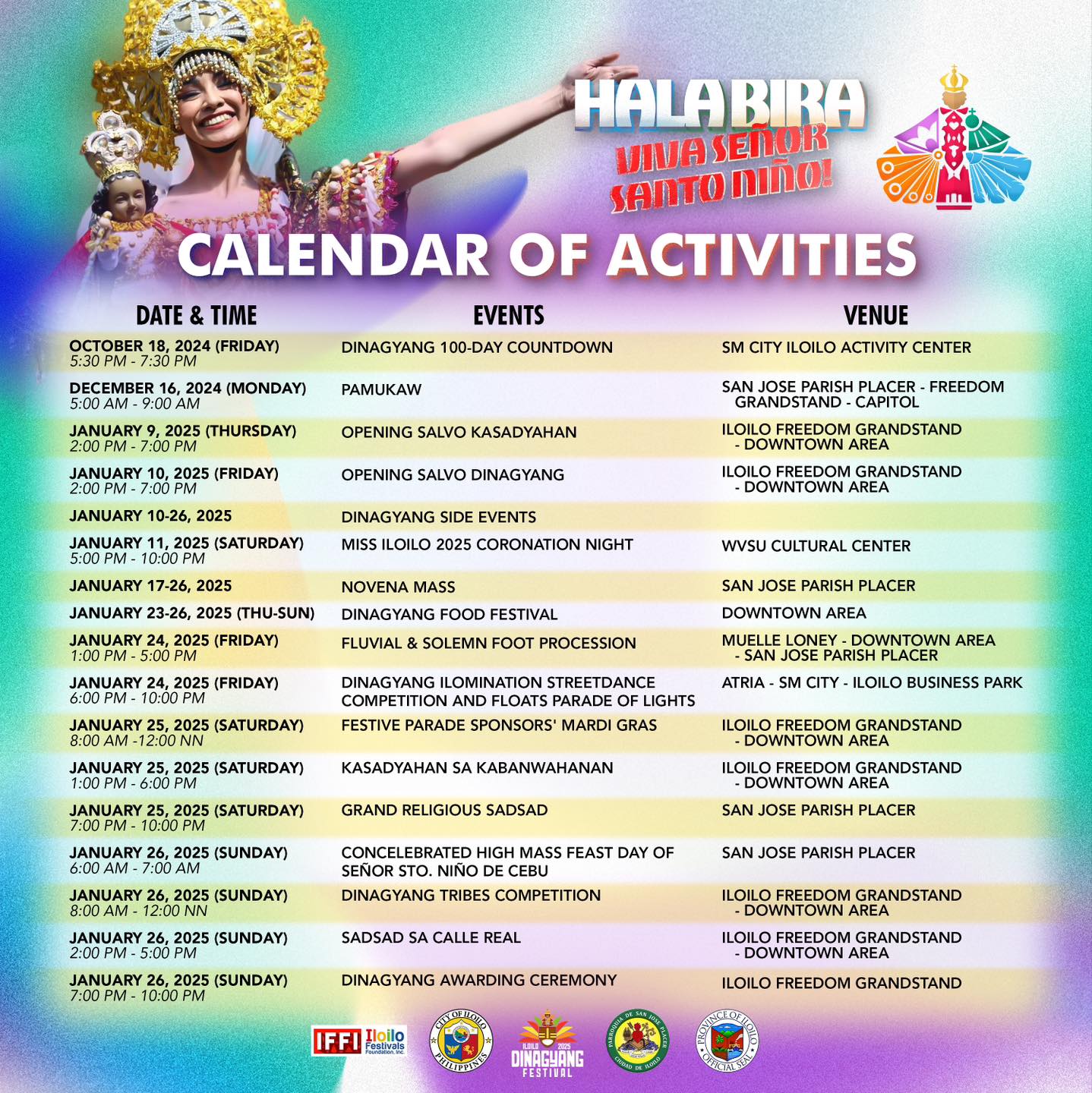 Calendar of Activities para sa 2025 Dinagyang Festival ginpaguwa sang IFFI
