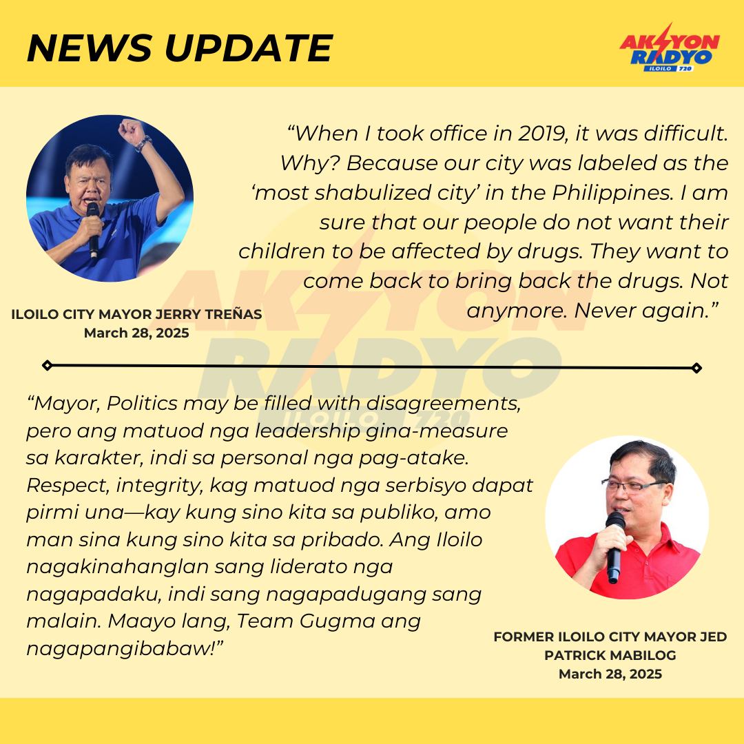 Iloilo City Mayor Jerry Treñas nagpalabtik sang sugilanon sa kickoff rally sang Team Uswag batok sa Team Sulong Gugma; former Mayor Mabilog may bwelta nga sabat