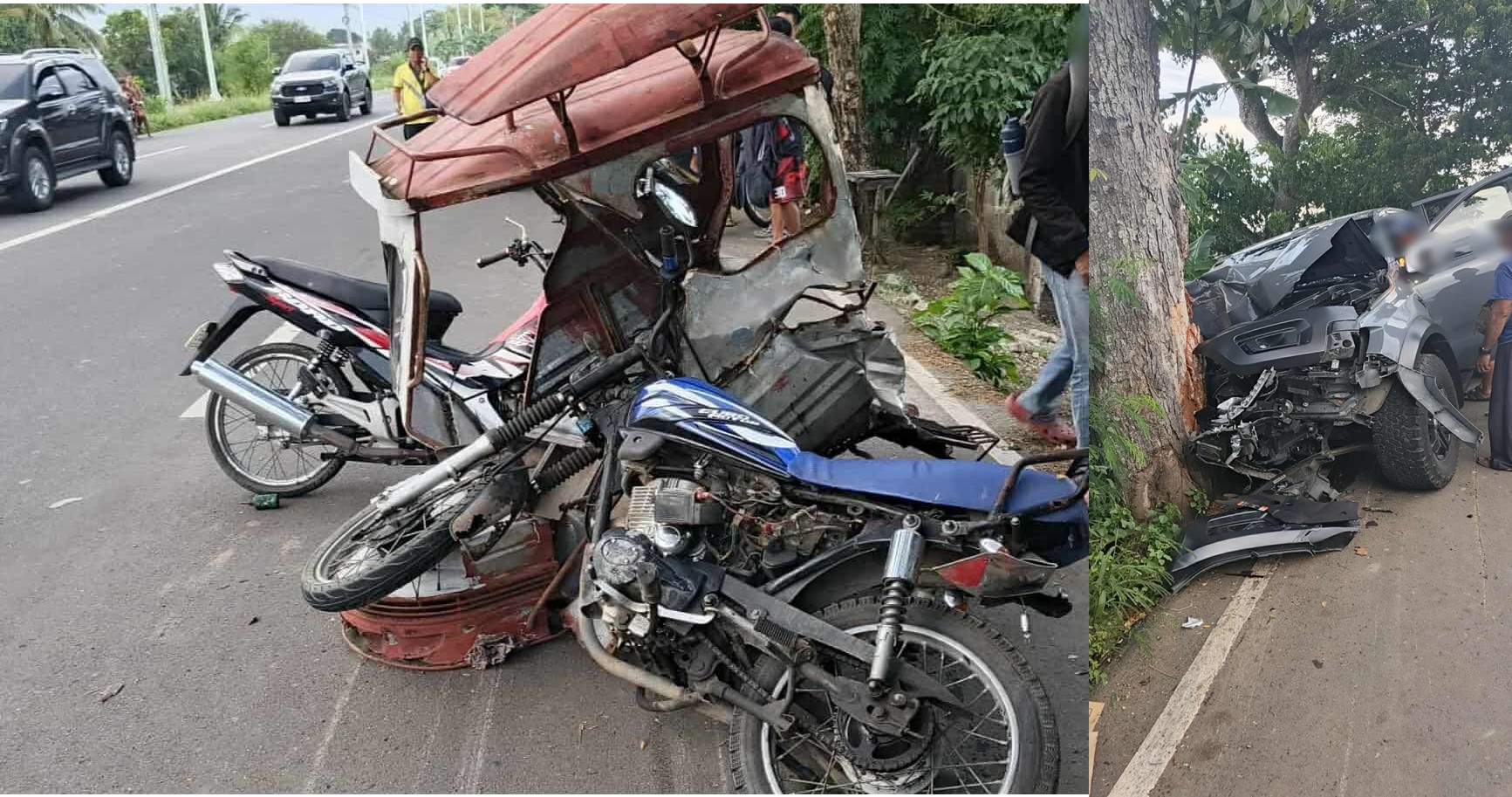 Motor, tricycle nabungguan sang pick-up sa Barotac Nuevo; senior citizen nga driver sang pick-up pilason