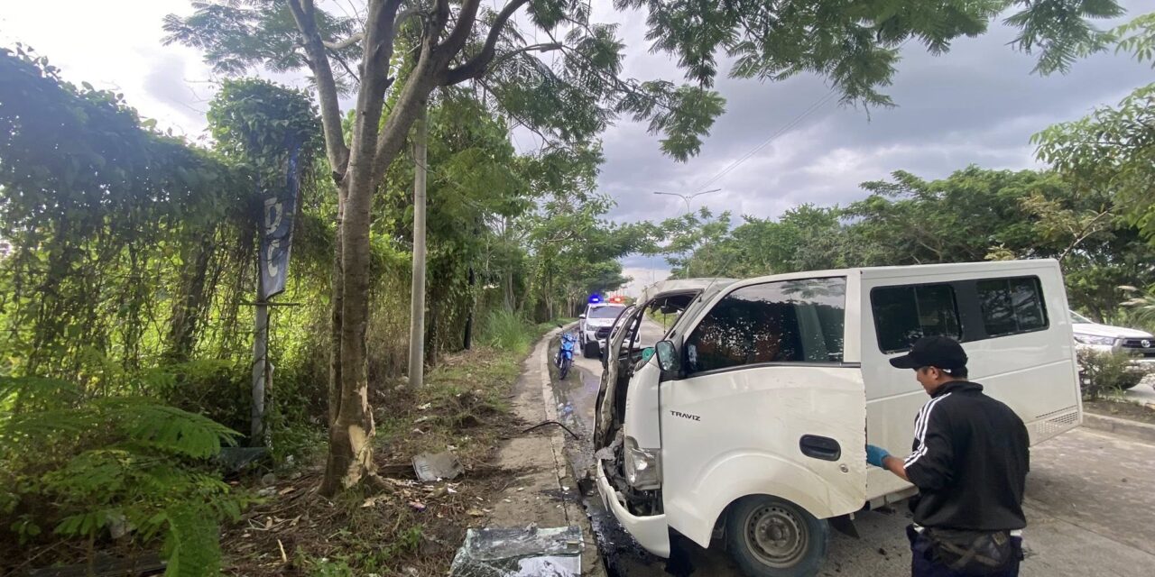 2 patay, 1 pilason sang nakabunggo ang van sa puno sang kahoy sa C1 Road, Brgy. Balabago, Jaro