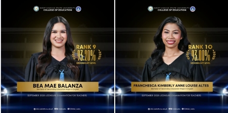 2 ka graduates sang WVSU sulod sa Top 10 sang 2025 Licensure Examination for Teachers