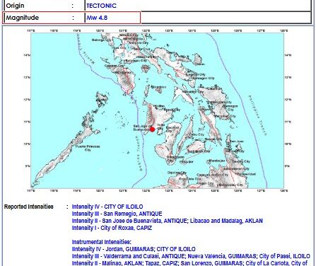 Iloilo City kag pila ka banwa sa Iloilo province gintay-ug sang magnitude 4.8 nga linog las 6:13 subong nga gab-i