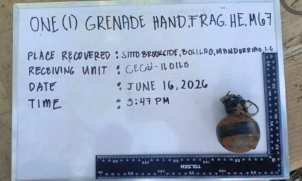 Granada nakit-an sang manug-scrap sa Bolilao, Mandurriao; EOD na-secure na ang M67 grenade hand fragmentation
