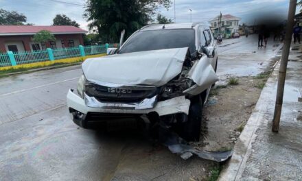 Patrol Car sang Carles MPS naglupok ang panguna nga goma, nakabunggo sa poste kag naka-park nga salakyan sa Sara, Iloilo